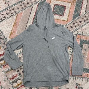 Men's 100% Cotton Gray Nike Drawstring Hoodie - XL